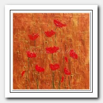 Red Poppies on bronze and gold landscape