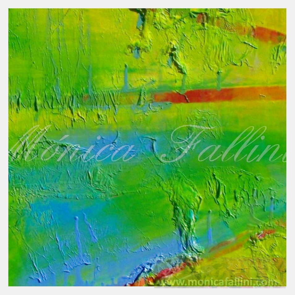 Painting titled 'Sinking thoughts letting go through the sunshine' by Monica Fallini