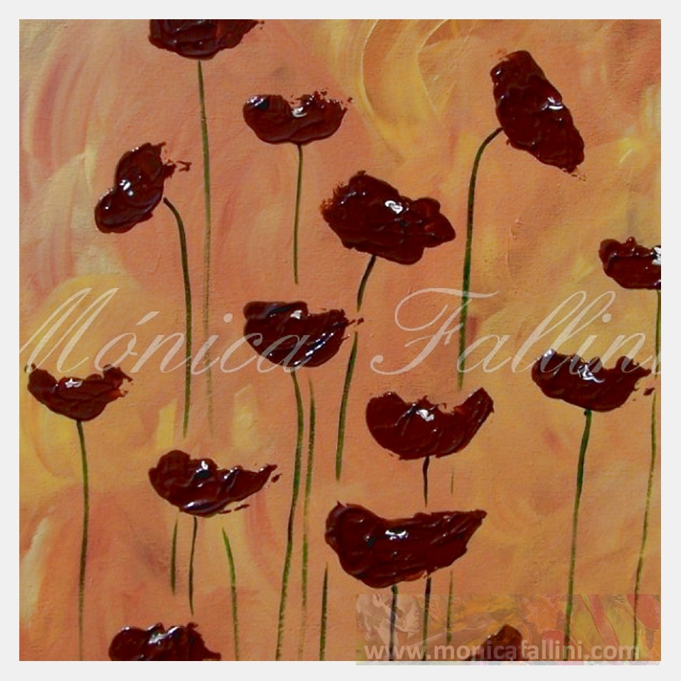 Painting titled 'Chocolate Poppies' by Monica Fallini