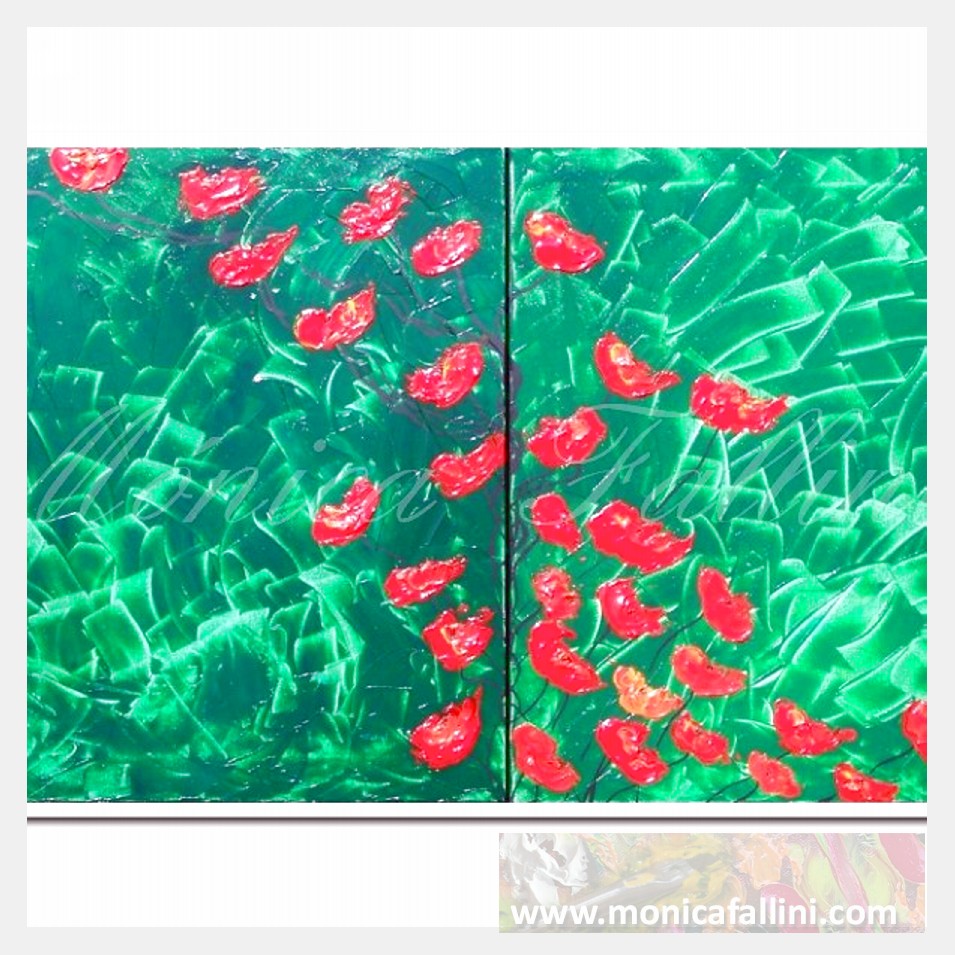 Painting titled 'Summer days, growing together' by Monica Fallini