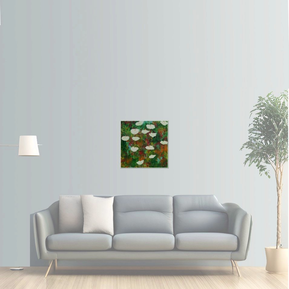 Painting titled 'Thirteen happy Poppies' by Monica Fallini