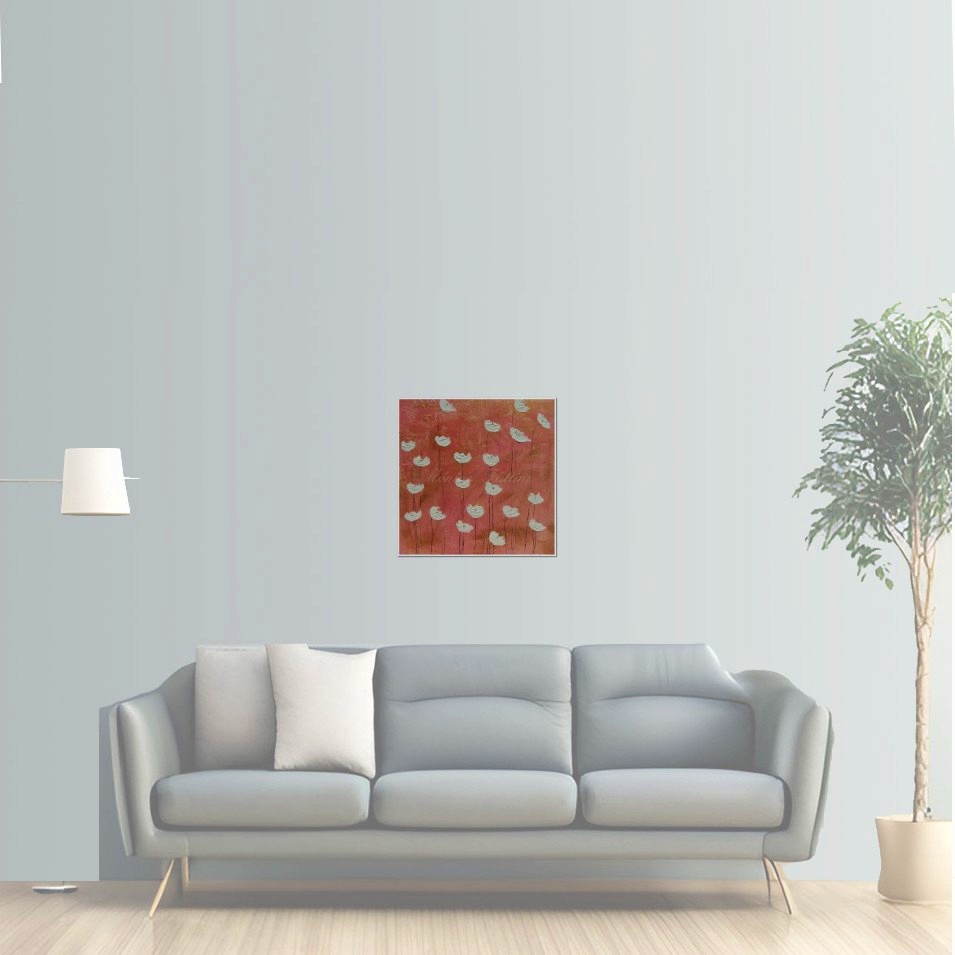 Painting titled 'Poppies on golden background' by Monica Fallini
