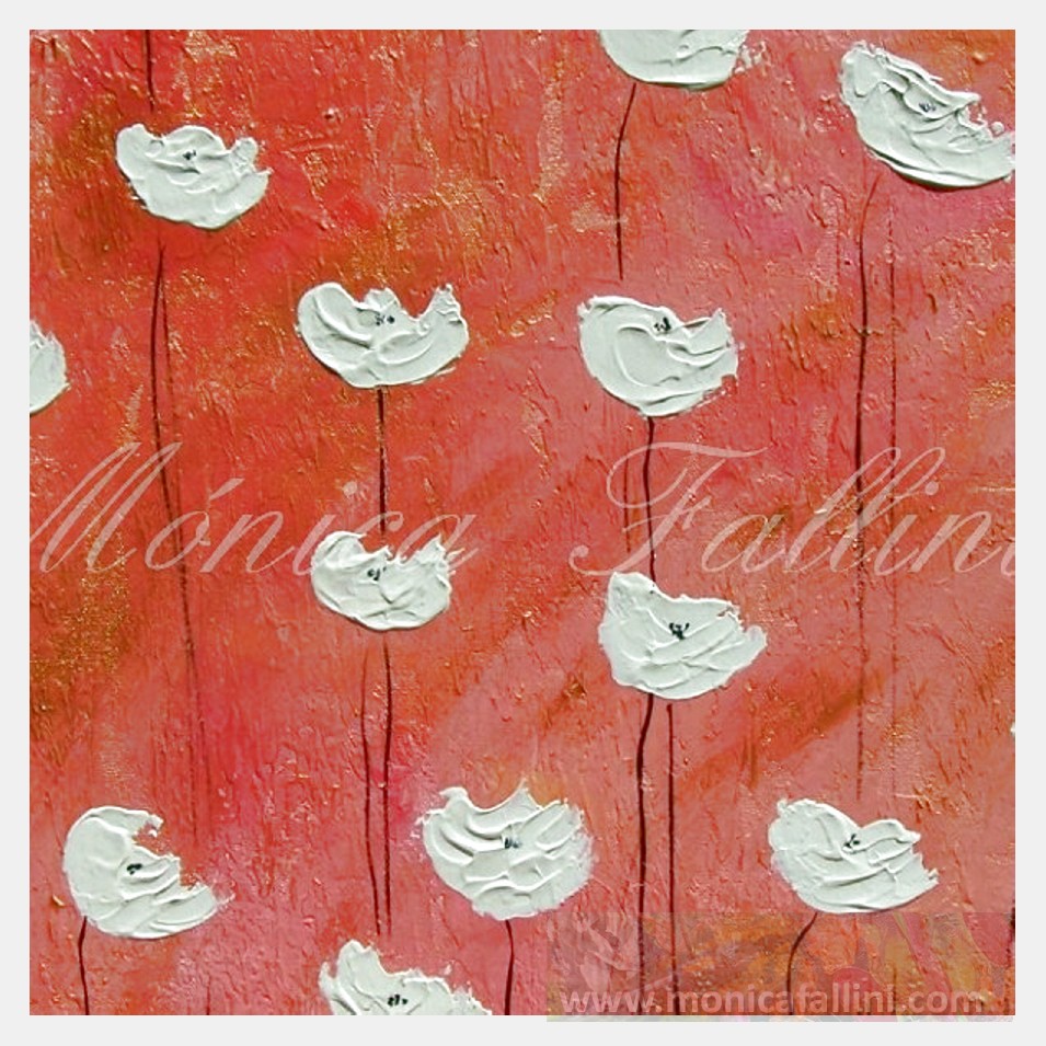 Painting titled 'Poppies on golden background' by Monica Fallini