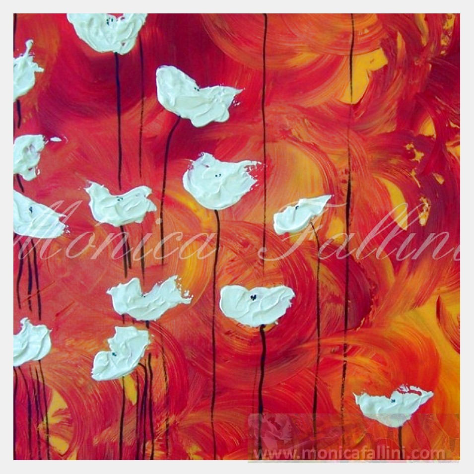 Painting titled 'Poppies in the Summer heat' by Monica Fallini