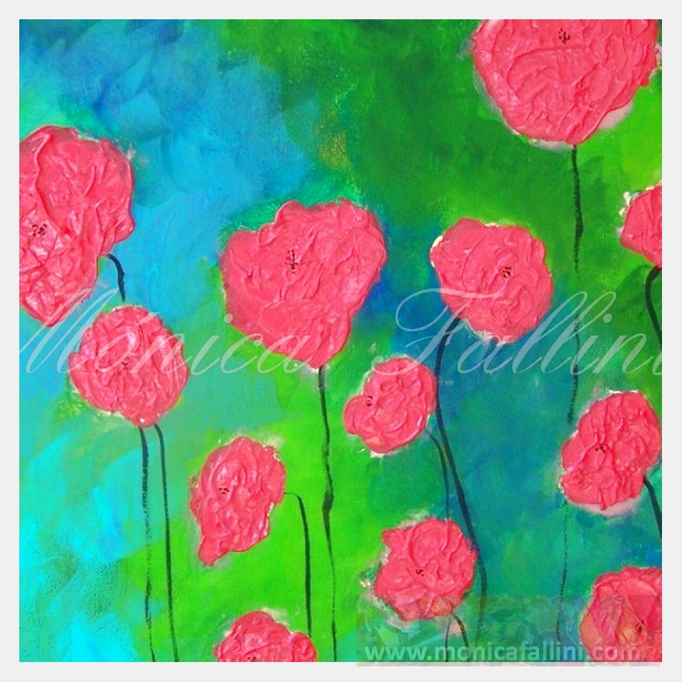 Painting titled 'Paper Poppies IV' by Monica Fallini