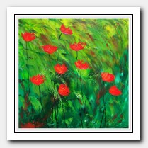 Red Poppies on green landscape II