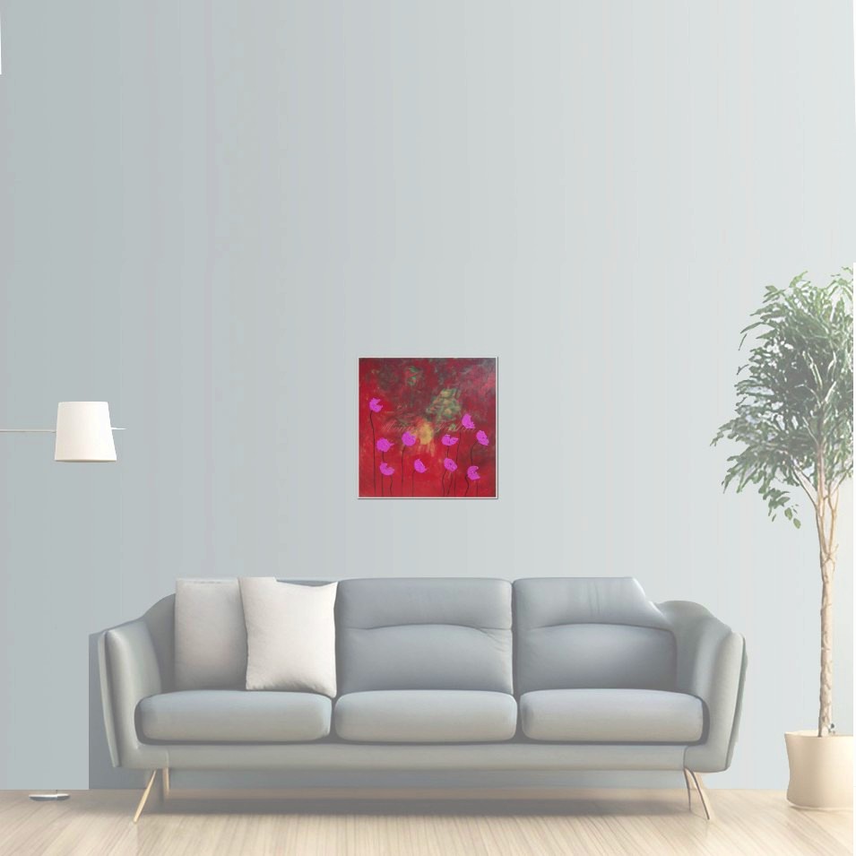 Painting titled 'Pink Summer Poppies' by Monica Fallini