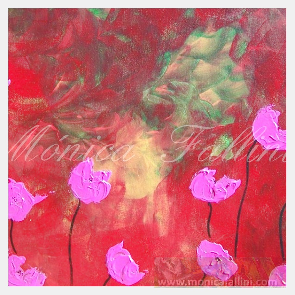 Painting titled 'Pink Summer Poppies' by Monica Fallini