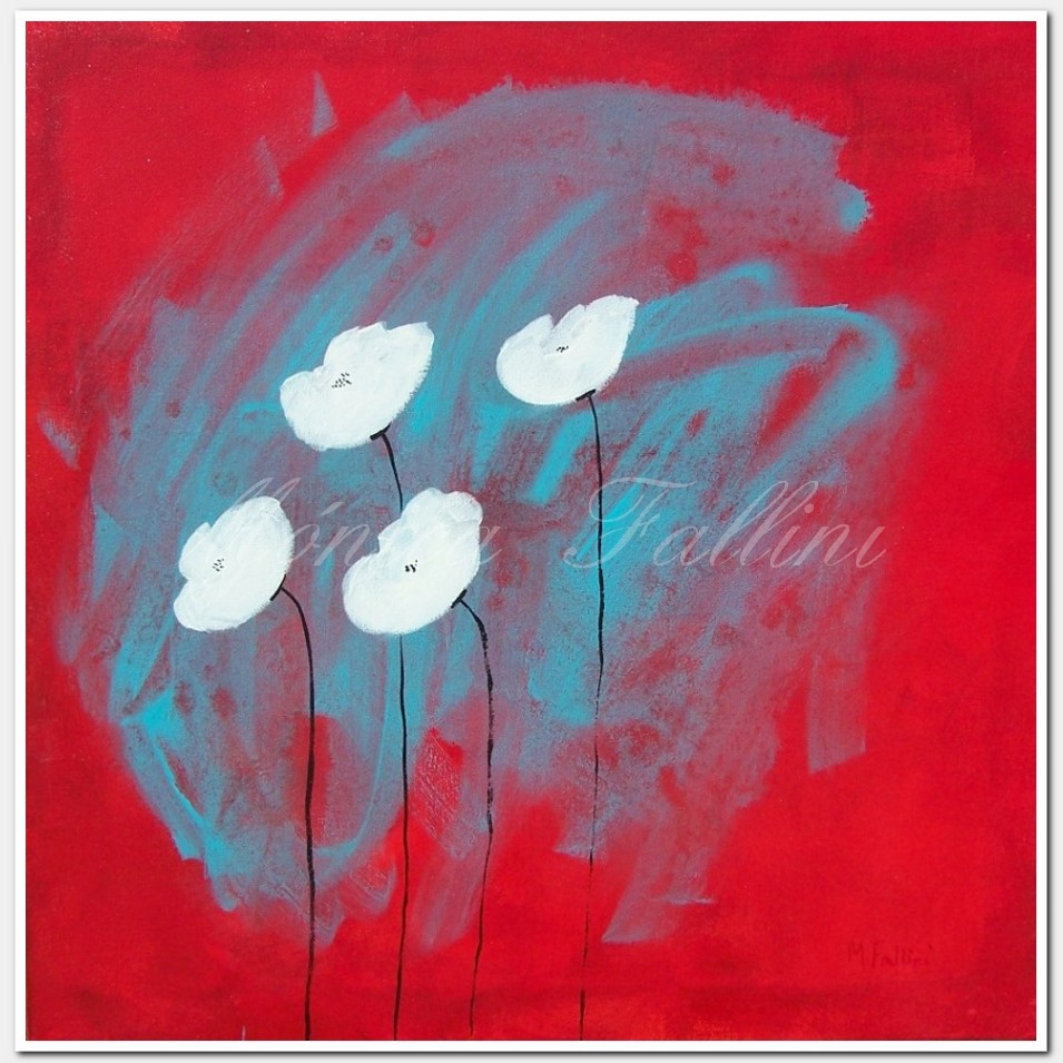 Painting titled 'White paper Poppies' by Monica Fallini