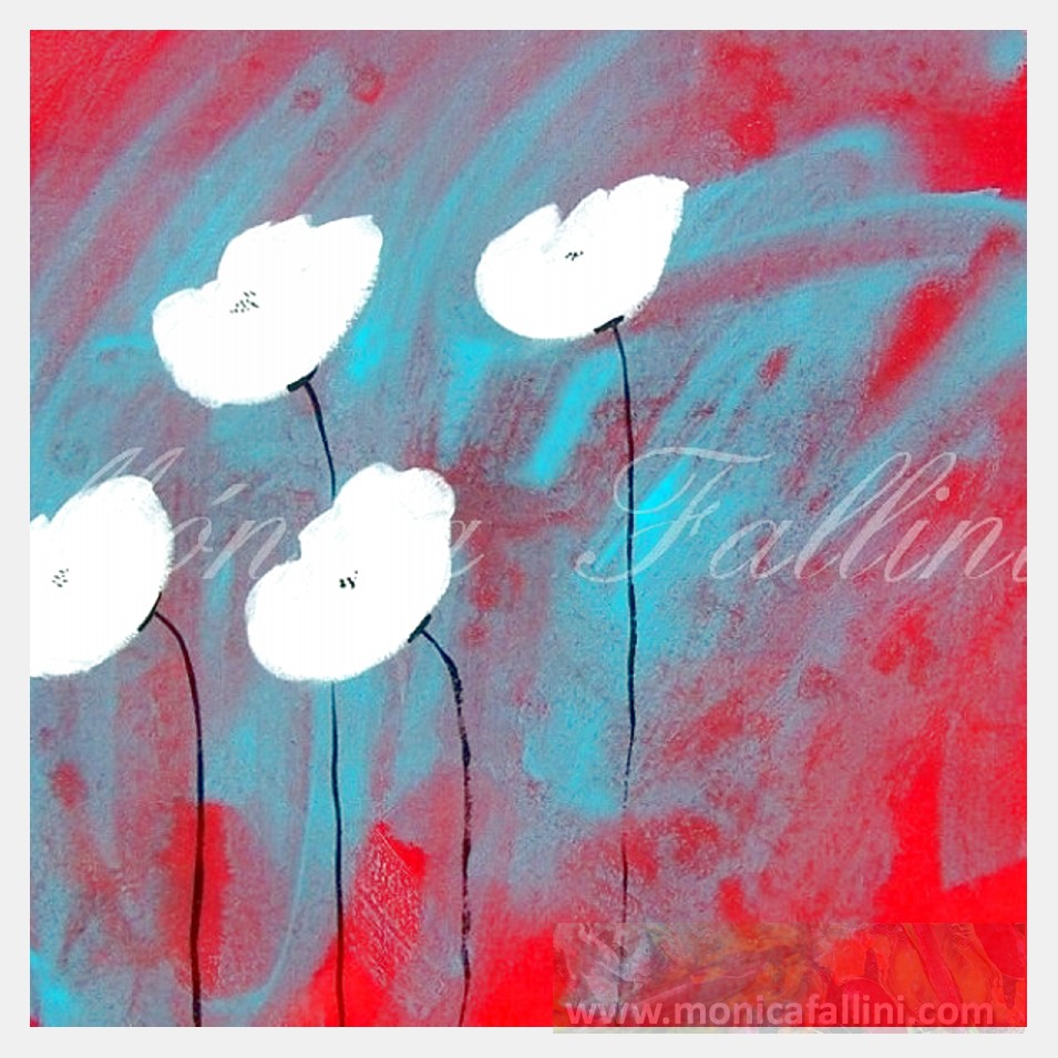 Painting titled 'White paper Poppies' by Monica Fallini
