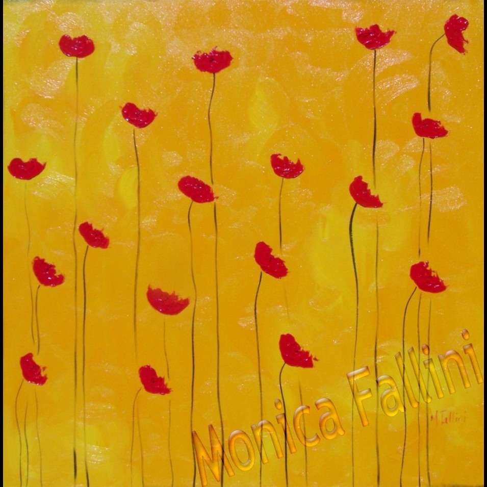 Painting titled 'Arrangement of Poppies' by Monica Fallini