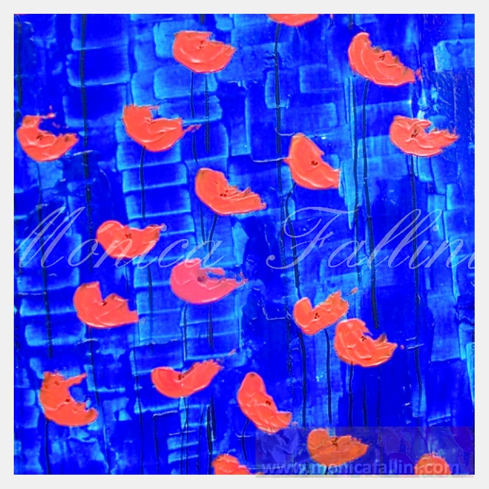 Painting titled 'Urban strategies with Poppies I' by Monica Fallini