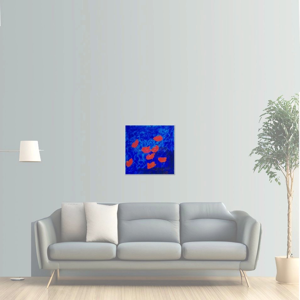 Painting titled 'Urban strategies with Poppies II' by Monica Fallini