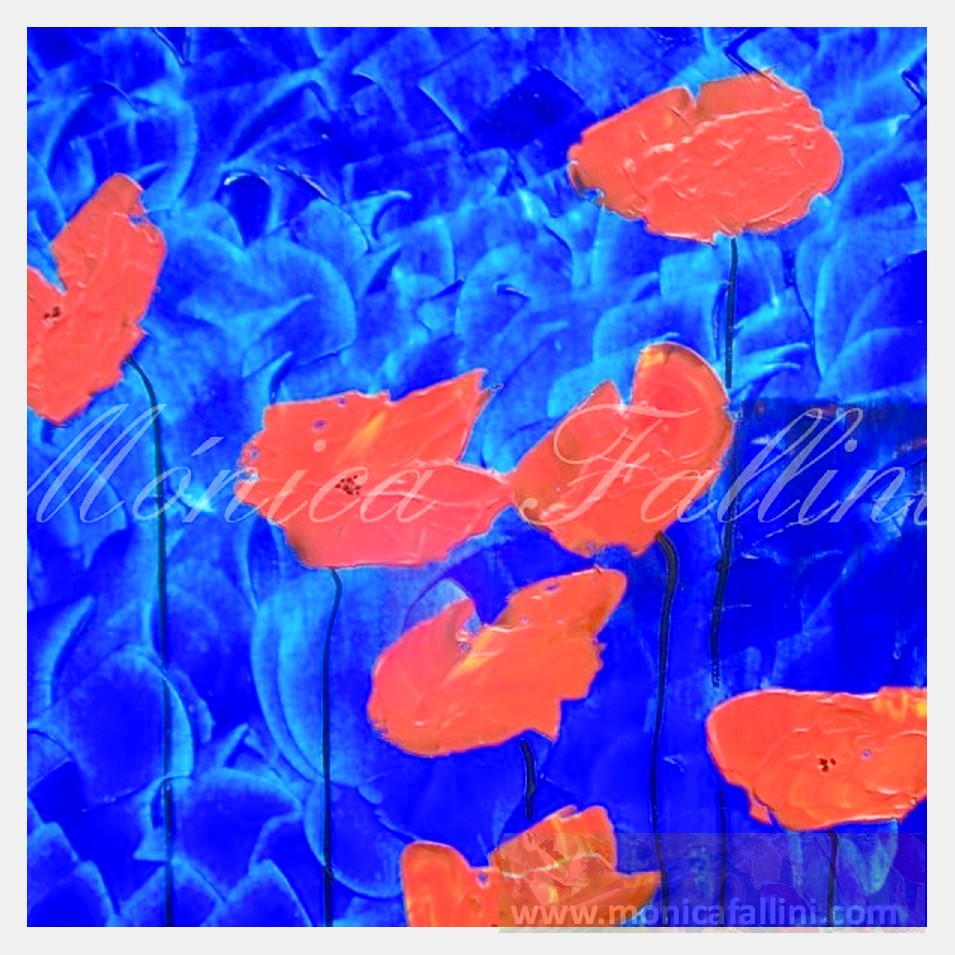 Painting titled 'Urban strategies with Poppies II' by Monica Fallini