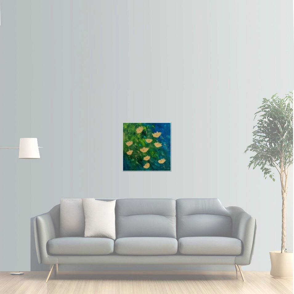 Painting titled 'Poppies in the field in Winter' by Monica Fallini