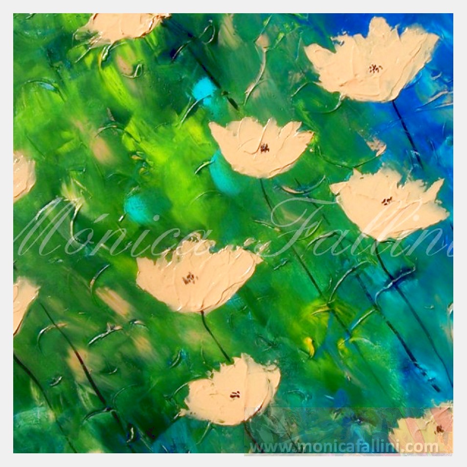 Painting titled 'Poppies in the field in Winter' by Monica Fallini